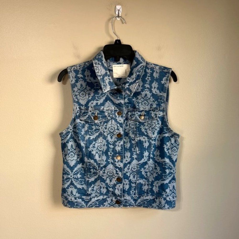 Life in progress large jean vest